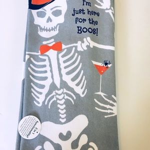 2 Halloween Skeleton Drink Martini Kitchen Towels